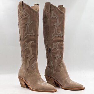 Dolce Vita Women Samsin Western Cowgirl Light Beige Suede Tall Boots Size 5